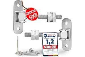 Torfix® 2er Set Einstellbares Torscharnier M12 (115 mm) Torangel Schwerlast Verzinkt mit Inkl. 4 selbstbohrende Schrauben für Holz & Metall mit Warentest Note 1,2 Für Gartentor Hoftor & Zauntor
