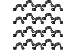 AERZETIX - C64961 - Juego de 20 Abrazaderas de fijación/sujeción en U con 2 orificios para tubo Ø32mm - en plástico - DIN3016 - sujetacables de pared para atornillar soporte fontanería - color negro