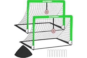 BASEGOAL Cage de Foot, Set de 2 But de Foot Exterieur, Goal de Foot avec Cible Suspendue, But de Foot Exterieur pour Jardin Entrainement Football Cadeau - 120x90x90CM