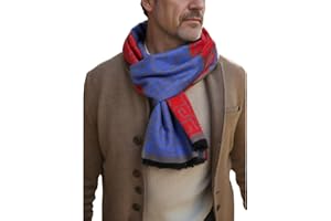 Prettystern longue Écharpe chaude en soie pour hommes effet velours brossé