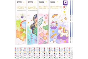 Hnyoou 4 Pack Pocket Magic Water Coloring Book,Magic Painting Book with Paints & 4 Pieces Water Pen,Water Colouring Books for Children, kids colouring books for 5+ Year Old Boys Girls Gifts,4pack-D