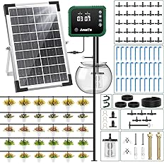 AnseTo Sistema di Irrigazione Solare da 8W, Sistema di Irrigazione Automatico Ecologico con Controller di Irrigazione Regolab