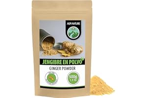 Alpi Nature Jengibre en Polvo 500g, Raíz de Jengibre Seca y Molida para Cocinar y Hornear
