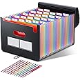ThinkTex 26 Pockets Expanding File Folder, A-Z Colorful Tabs, Monthly Bill Receipt Documents Organiser, Larger Capacity, Letter/A4 Size