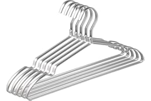 ‎AMBER HOME Amber Home 20 Stück 42cm Leichte Aluminum Eisen Kleiderbügel, Matt Silber Metall Kleiderbügel aus mit Rutschfester Nut für Anzug T-Shirt Hemd Jacke Kleid Hose, Robust und Leichte