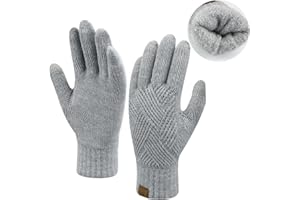 Bequemer Laden Mujer Invierno Guantes Caliente de Punto Guantes Tactiles con Forro Polar Térmico de Doble para Tiempo Frío