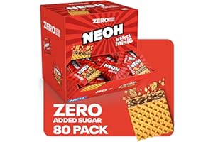 ‎NEOH NEOH Low Carb Waffeln Haselnuss Schokolade - Ohne Zuckerzusatz - Keto-freundlich, Low-Carb, ballaststoffreich - Hazelnut Crunch Minis | 80x11g Packung