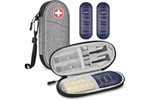 MEDMAX Insulin Cooler Travel Case with 2 Ice Packs - Portable Water Resistant Insulated Diabetic Medication Organizer Carrying Cooling Bag for Insulin Pen and Other Diabetic Supplies, (Grey)