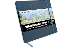 DagouColor Akvarellblock, 21.6 * 21.6cm, 1 Pack | 24 Ark, 230GSM Vattenfärgspapper Tygomslag Målning Akvarellskissbok, Konstt
