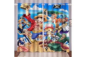 Doiicoon Rideaux opaques Anime One Piece, Anime One Piece Pirate - Lot de rideaux occultants pour chambre d'enfant - 15, 150 x 166 cm (2 x 75 x 166 cm)