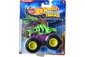 Hot Wheels Monster Trucks Skelesaurus, Beast Bashers 2/6 include auto schiacciata