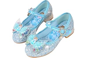 New front Scarpe Frozen Elsa Bambina Scarpe da Principessa Elsa con Paillettes Scarpe Bambina Eleganti con Tacco Ballerine da Bambine e Ragazze per Partito e Carnevale