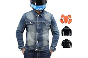 CBBI-WCCI Hombre Moto Chaqueta Vaquero para Motocicletas Impermeable y Duradero en Todas las Estaciones con 5x CE Protector
