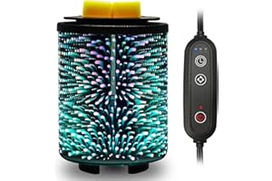 MAROMAMIX Electric Wax Melt Warmer with Timer (2/4/8H), 7-Color Changing LED Night Light, Removable Silicone Dish, PTC Safe Heating - Art-Glass Design for Home, Office Décor, Gifts for Mom