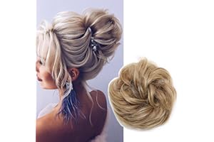 Silk-co Chignon Capelli Finti Extension Elastico Posticci per Scrunchie Coda Capelli Mossi Ciambella per Chignon Hair Bun Updo–Marrone Chiaro a Biondo Chiaro