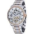 Thomas Earnshaw Mens 44mm Longitude Dual Time Automatic Skeleton Watch with 12 Hour Dual Time, Sun & Moon Display and Decorated Rotor