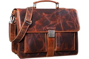 STILORD 'Eros' Aktentasche Leder 15,6 Zoll Laptoptasche Business Umhängetasche Große Arbeitstasche XL Vintage Ledertasche mit Dreifachtrenner