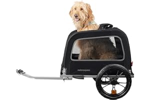 Retrospec Rover Hauler Fahrradanhänger für Kleine und Mittelgroße Hunde – Faltbarer Rahmen mit 40,6 cm Rädern – Rutschfester Boden und Interne Leas Haustier