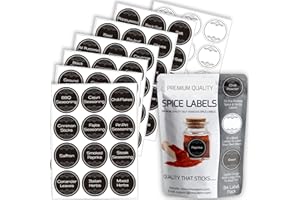 Spice Labels Stickers for Jars - 84 Spice Jar Labels Pre Printed, 38mm Spice Rack Labels, Premium Spice Labels for Small Jars, Seasoning Spice Stickers Labels, Labels for Spice Jars by Innoveem