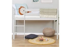 ‎HOPPEKIDS Hoppekids ECO Comfort Hochbett | 70x160 mit Lattenrost und Kaltschaummatratze | Taubengrau | Das Nordische Umweltzeichen | TÜV-Zertifiziert | FSC®-zertifiziertes massives Kiefernholz