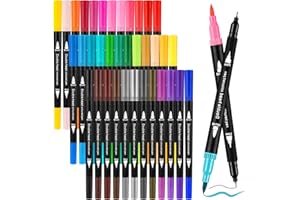 Zestaw podwójnych pisaków Zeawavsl, 36 kolorowe pisaki z dwiema końcówkami, grube i cienkie pisaki filcowe, do dziennika typu Bullet, ręcznego pisania, kaligrafii Manga długopis na bazie wody (36)