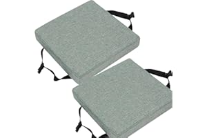 VEAI Juego de 2 Cojín de Asiento Cuadrado con Lazos, 25/28/30/35/40cm Espesor de 5/8 cm,Taburete de Bar Suave Cojines for Sillas Cuadrado,Taburete, jardín, Interior, Exterior(@5,25x25x5cm)