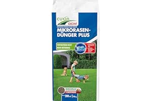 CUXIN DCM Mikrorasen-Dünger Plus - Langzeit Rasendünger - MINIGRAN® TECHNOLOGY - Kein Vertikutieren nötig - organisch-mineralischer NPK-Dünger- 10 KG für 200qm