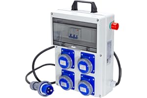 VSDItalia – Quadro Elettrico di Distribuzione Industriale da Cantiere Portatile ASC con Pulsante di Sicurezza a Fungo - 4 Prese IP67 da 16A - Magnetotermico da 16A - Quadro Monofase Con Certificazione