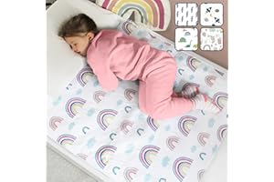 HYGGE SUPPLIES Hygge Sheets® Potty Training Bed Pads | 2Pack | 100% Waterproof | Bed Wetting Sheets for Single and Toddler Beds | Non Slip, Easy to Change at Night | Includes Free E-Book | UK Brand | Rainbow