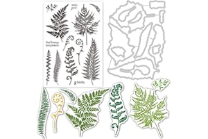 ‎INFUNLY INFUNLY Pflanzenstanzen Blatt Metall Stanzformen Farnblatt Klare Stempel Set Prägeschablone Vorlage für DIY Papier Kunsthandwerk Scrapbooking Fotoalbum Dekor