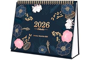 ARTFAN Desk Calendar 2026 - Calendar 2026 uk from January 2026 to December 2026, Running Monthly memo pages, 10" x 8.3", Stand Up Desk Calendar with Strong Twin-Wire Binding