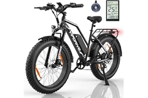 Vipdrive Bici Elettrica per Uomo Donna, Batteria Rimovibile 48V 15Ah/13Ah, 26"/24"x4.0" Fat Tire Bicicletta Elettrica, fino a 100 km, Cambio a 7 Velocità, Display LCD, Sospensione Anteriore
