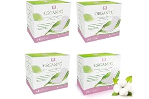 ‎ORGANYC Organ(y)c, Pocket Slipeinlagen aus 100% zertifizierter Bio-Baumwolle - 4 Packungen zu je 24 Stück (Insgesamt 96 Stück)