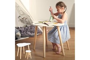 Haus Projekt Scrivania per Bambini e Sabello a forma di Nuvola (4-8 anni), Tavolo Scrivania in Legno per Bambini con Sgabello, Mobili per Bambini, Banco Scuol,a Tavolo per Attività, Cloud desk