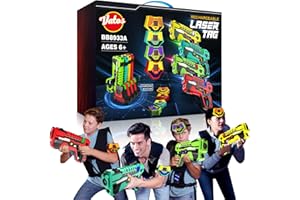 Vatos 4 Paquet Rechargeables Laser Tag - 2,4 GHz Laser Tag Pistolets avec Récepteurs & Station Charge | Pistolets Infrarouges pour Enfants Adolescents Adultes Familial Activité Extérieure Intérieure