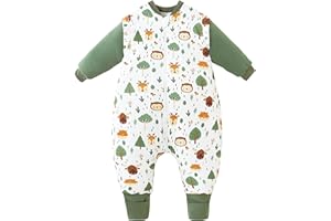 Chilsuessy Sleeping Bag with Feet, 2.5 Tog, Removable Sleeves, Toddler Sleep Sack, Baby Sleeping Bag Winter, Green Forest/2.5 Tog, 90/3-4 Years