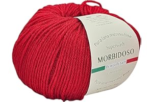 GENERIC Gomitolo di filato 100% lana merino irrestringibile, per uncinetto e lavoro a maglia, lana baby, colori solidi, 50gr 150metri, per copertine abbigliamento e tanto altro (Rosso 118)