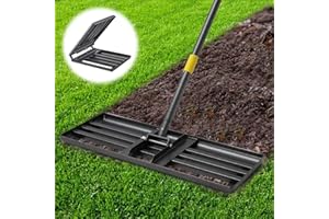 OLLIDOT Lawn Leveling Rake, 66x25 cm Leveling Rakes for Lawn Heavy Duty, 6FT Lawn Level Tool Adjustable Handle Lawn Leveler for Yard, Garden