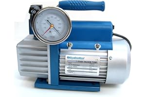 3S SuperSamaStore Pompa del Vuoto Monostadio 42 Litri/Minuto con Elettrovalvola, Vacuometro e Maniglia Ergonomica, Inclusi Olio e Spina Schuko, Modello VPME42