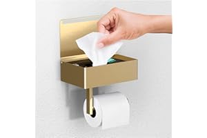 ‎DAY MOON DESIGNS Day Moon™ Toilettenpapierhalter Gold, Feuchtes Toilettenpapier Box - Toilettenpapierhalter Mit Feuchttücherbox, Toilettenpapierhalter Mit Ablage - Toilettenpapierhalter Edelstahl