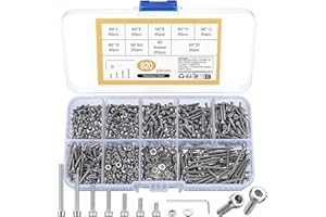 JTTXIU Set da 820 viti esagonali M2, viti a testa cilindrica in acciaio inox 304 con dado e rondelle assortite, incluso chiavi a brugola
