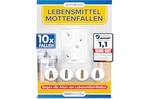 Patronus Lebensmittelmotten-Falle [10 Stück Vorteilspack] - Mottenfalle gegen Lebensmittel-Motten mit maximaler Lockwirkung - Pheromonfalle mit Hochleistungs-Leim zur Befallsermittlung