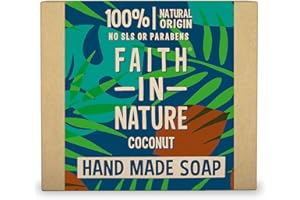 Faith in Nature Savon Main Naturel Huile de Coco, Hydratant, Végan et Respectueux des Animaux, Sans Parabènes et Sans SLS, 100g