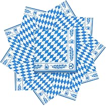 Oktoberfest Servietten – Blau-weiß Kariert, 40 Stück, 33x39,9 Cm, Für Bierfest & Party