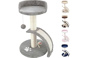 Beltom® TIRAGRAFFI PER GATTI ALTO 54 CM. GRAFFIATOIO PARCO GIOCHI GIOCO DA GATTO CON CORDA SISAL E CUCCIA ALBERO GRAFFIO PALESTRA - Grigio