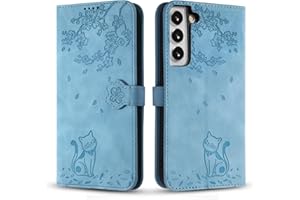 Vaitasy Funda para Samsung Galaxy S21, Ligera Cuero PU Protectora Cover con Función de Soporte Carcasa para Galaxy S21 - Gato Azul
