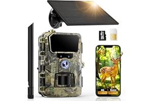 iZEEKER 2 en 1 Solar Cámara de Caza 4G LTE con SIM y Micro SD Karte 64GB, HD 48MP Fototrampeo Nocturna con App, Batería Recargable de 5200mAh, Detección Movimiento, IP66 Impermeable, Sin Wi-Fi