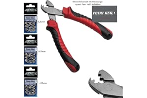 STMK Praktisches Klemmhülsen Set mit Hülsenzange und ca 300 Quetschhülsen (3 Größen: 0,6mm, 0,8mm & 1,0 mm) + gratis Petri Heil! Aufkleber