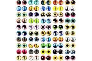 MWOOT 100 Pcs 8mm Occhi di drago per l'artigianato, Occhi di Vetro, Cabochon in vetro per argilla, occhio Animali per Bambole, Realizzazione Gioielli, Sculture, Accessori, Artigianato fai-da-te