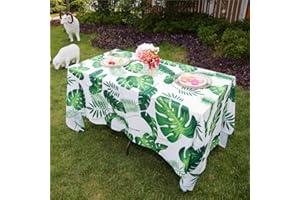 3E Home Rectangle Outdoor Table Cover Waterproof Wipeable Tablecloth Rectangle Outdoor Spring And Summer Table Covers Picnic Outdoor[60x84 Inches(152x213cm) Palm Leaf]